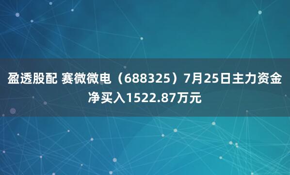 盈透股配 赛微微电（688325）7月25日主力资金净买入1522.87万元