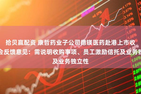 拾贝赢配资 康哲药业子公司德镁医药赴港上市收证监会反馈意见：需说明收购事项、员工激励信托及业务独立性