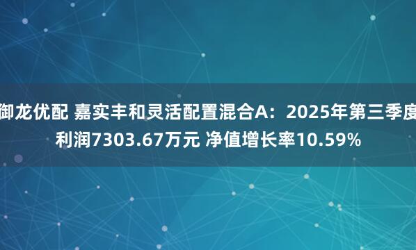 御龙优配 嘉实丰和灵活配置混合A：2025年第三季度利润7303.67万元 净值增长率10.59%